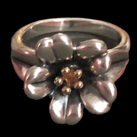 James Avery Retired Sterling & 18 K Gold Ring Size 7 - Picture 4 of 9